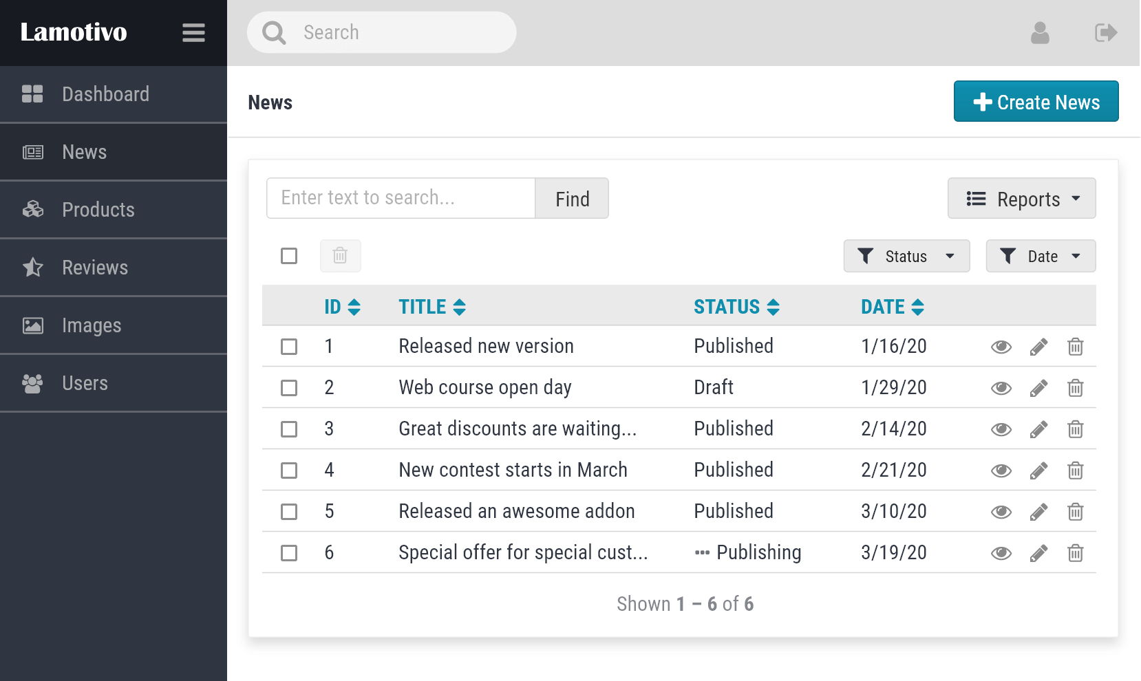 Lamotivo Admin Panel